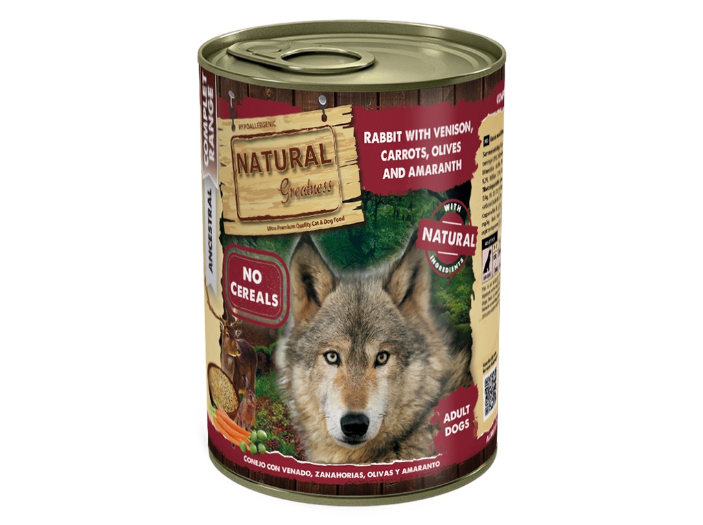 Natural Greatness Comida Húmida Conejo con Venado, Zanahoria, Aceitunas y Amaranto - 400g