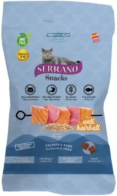 Serrano Mediterranean Snack Gato Salmón y Atún AntiHairball 
