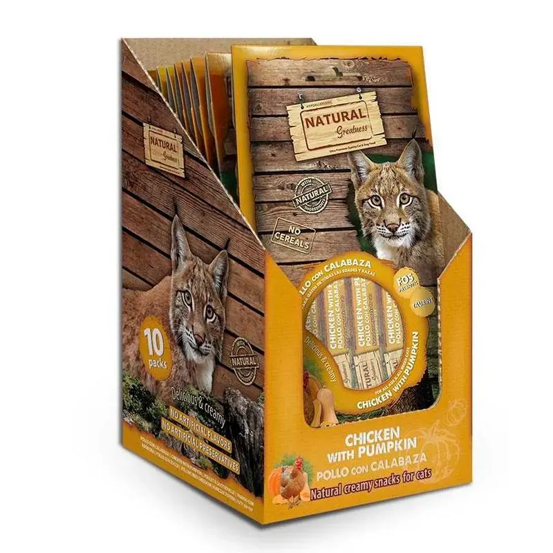 Natural Greatness 4 sobres Snack cremoso Pollo con Calabaza para Gato