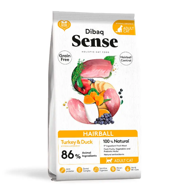 SEnse Hairball Pienso para Gato Pavo y Pato 6kg