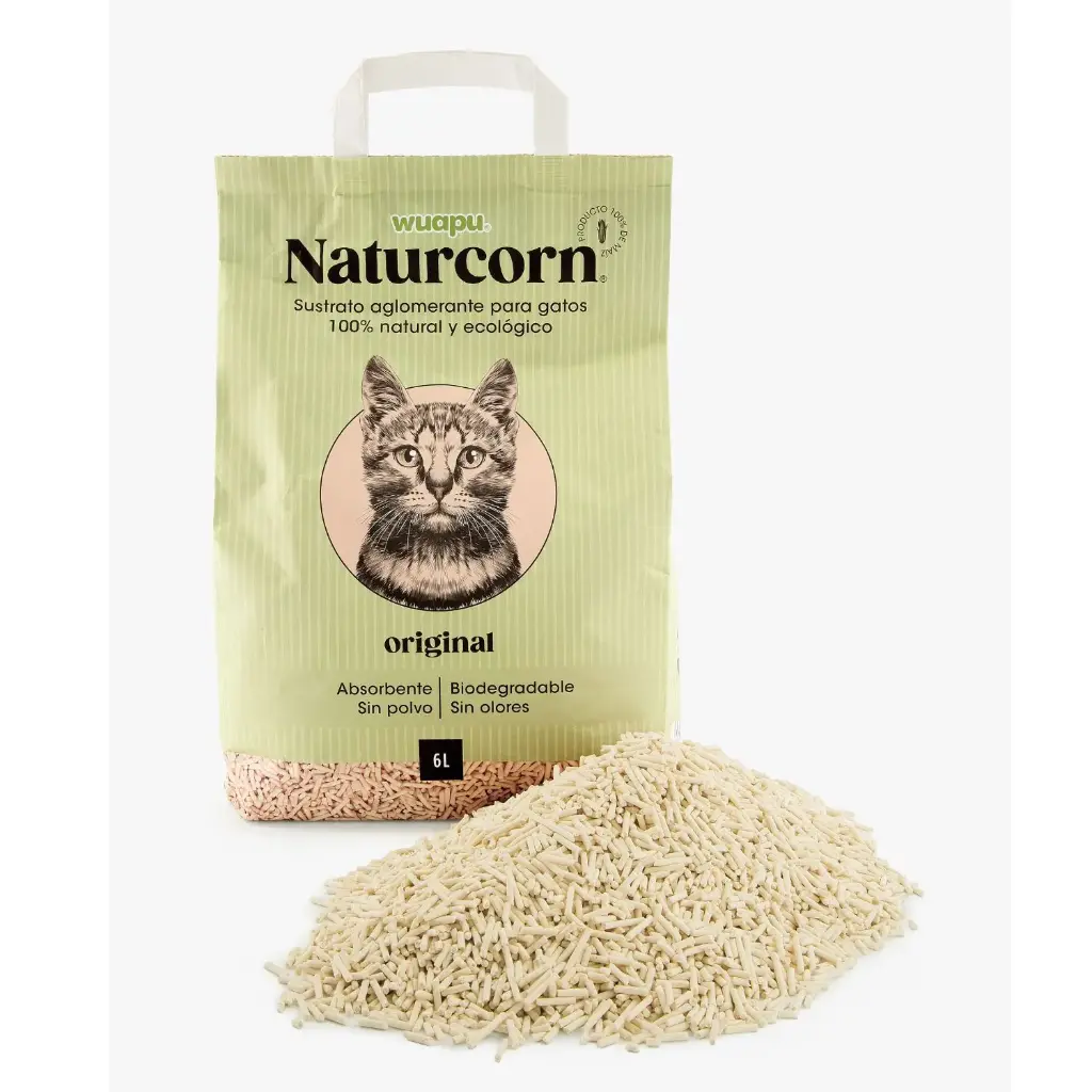 Wuapu Naturcorn Sustrato Pellet Biodegradable  100% Maiz Para Gatos 17,5L