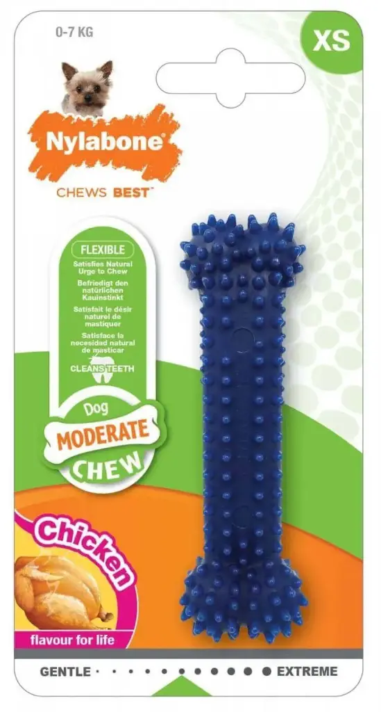 Nylabone- Juguete Dental Mordedor Sabor Pollo para Perros De  Tamaño xs