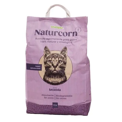 Wuapu Naturcorn Lavanda Sustrato Pellet Biodegradable  100% Maiz Para Gatos 17,5L