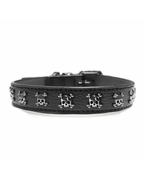 Milk & Pepper Collar Negro con Calaveras para Perros