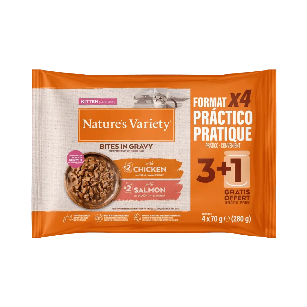 Nature's Variety Kitten Pack x2chichen x 2salmón- 4x70g