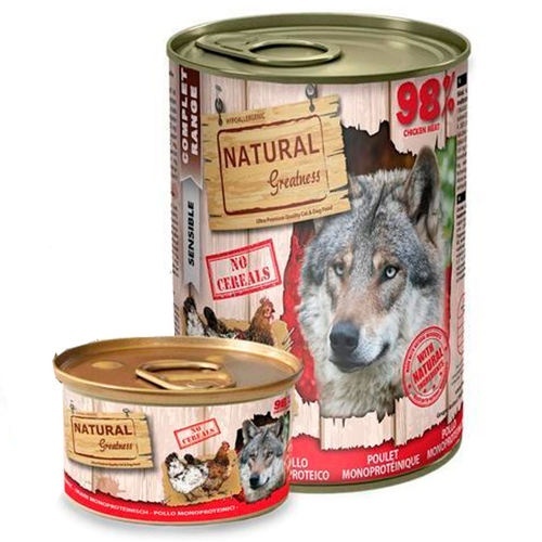 Natural Greatness Lata Monoprotéica para Perros 98% Carne de Pollo - 400g