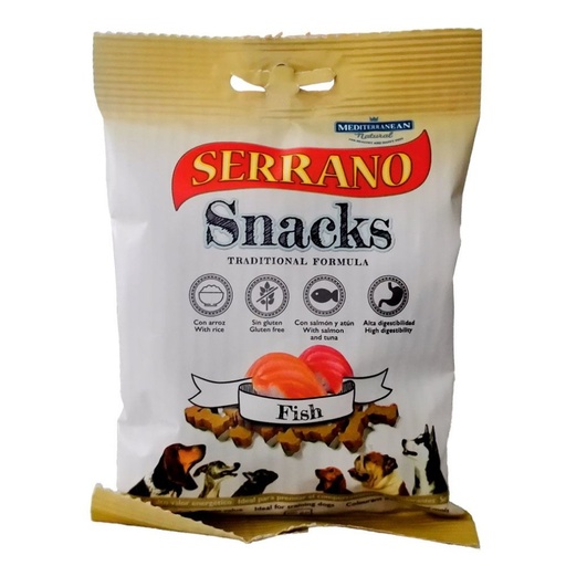 Maditerranean Snacks Serrano Salmón y Atún- 85g  Para Perro