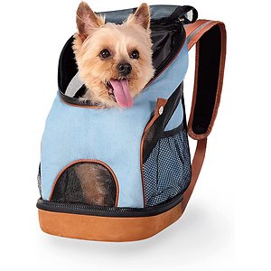 Ibiyaya Mochila Ligera para Mascotas Denim Fun, Transportador para Gatos y Perros, Tela Vaquera, Tamaño Pequeño