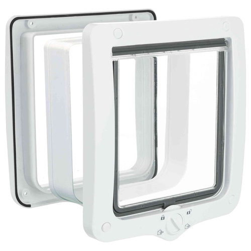 TRIXIE Puerta con trampilla para gatos de 4 direcciones, color blanco, casa de paso libre, suministros para mascotas para perros y gatos XXL