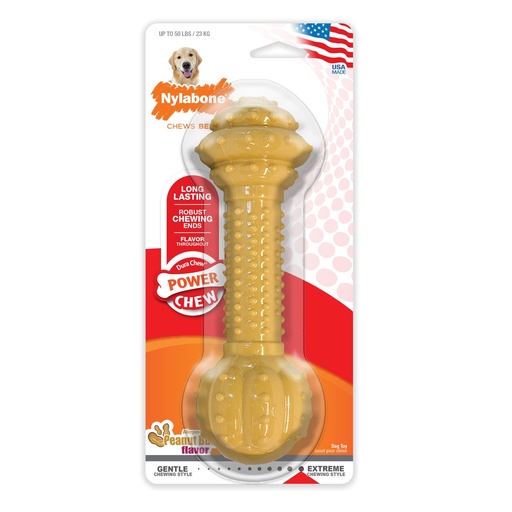 Nylabone- Juguete Dental Mordida Extrema Sabor Mantequilla De Cacahuete Tamaño L -Para Perros De 0-23 Kg 