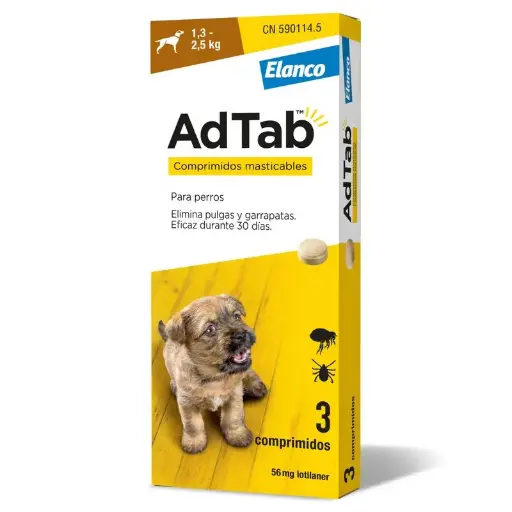 AdTab De 1,3-2,5 kg- Pastilla Antiparasitarias Para Perros