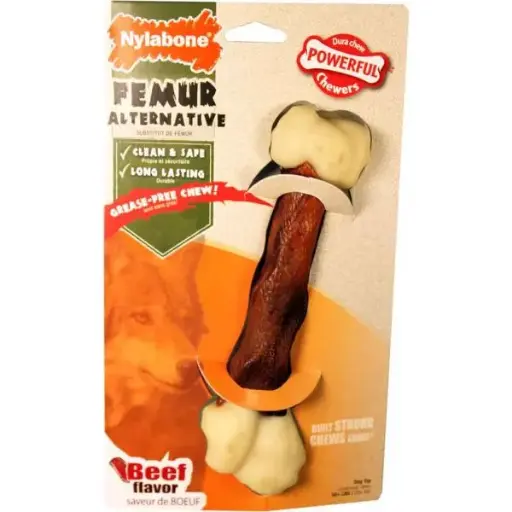 Nylabone -Fémur XL-Juguete Dental Mordida Extrema  Sabor Ternera Para Perros de +23Kg