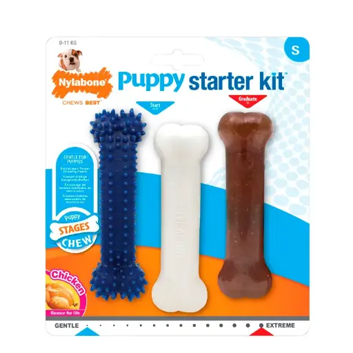 Nylabone Puppy Starter Kit 3 Huesos Sabor Pollo - S 