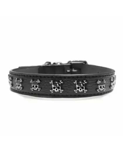Milk & Pepper Collar Negro con Calaveras para Perros