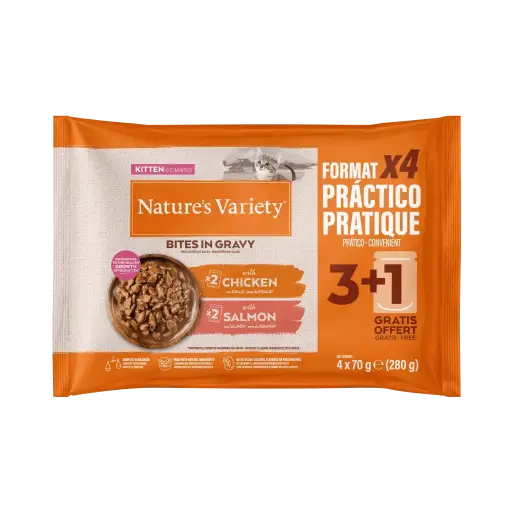 Nature's Variety Kitten Pack x2chichen x 2salmón- 4x70g